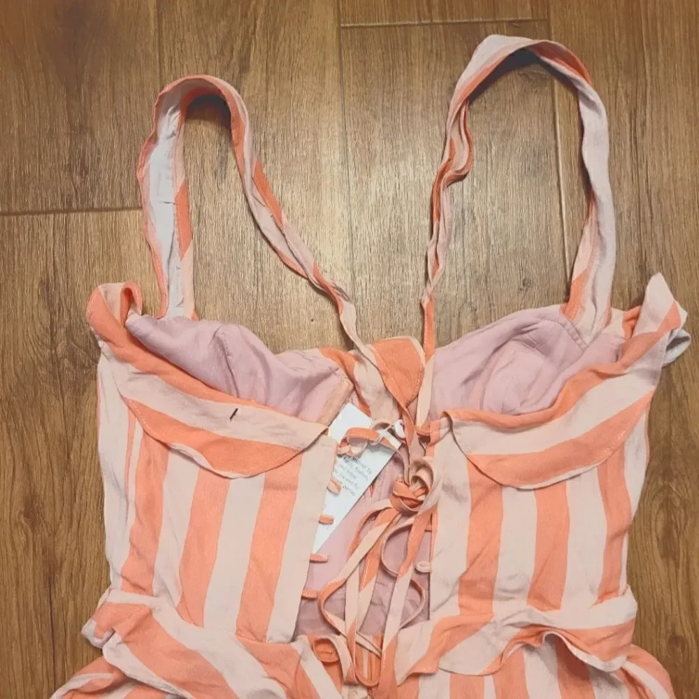 Buddy Love Julia Ruffled Striped Mini Dress Size L